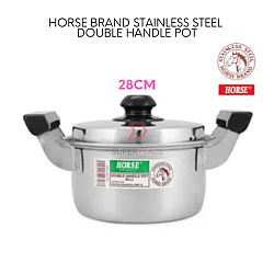 28cm Multipurpose Horse Brand Stainless Steel Double Handle Cooking Pot