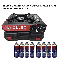 Stove Plus Case Plus 8 Gas Zelex Portable Gas Stove Camping Picnic Steamboat BBQ Stove