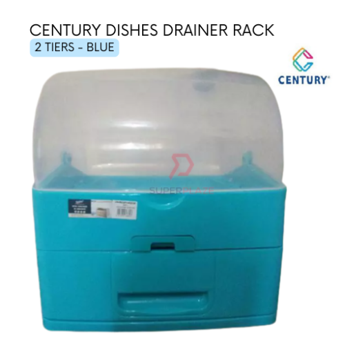 Blue 2 Tiers Century Dishes Drainer Cabinet Kitchen Storage Rack