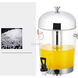 Silver Color 8 Liters Single Stainless Steel Polycarbonate Ice Chamber Juice Beverage Dispenser