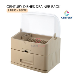 Beige 2 Tiers Century Dishes Drainer Cabinet Kitchen Storage Rack
