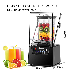 2200W Commercial High Speed Silence Blender Powerful Ice Smoothie Low Noise Blender Fruit Juice Bubble