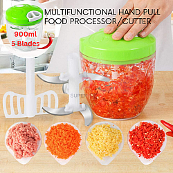 900ml 5 Blades Multifunction Manual Speedy Hand Pull Mini Chopper Cutter Food Processor