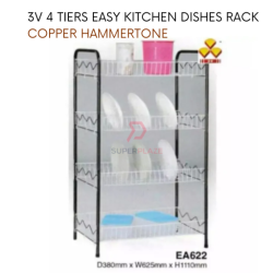 Copper Hammertone 3V Multipurpose 4 Tiers Easy Powder Coating Kitchen Dishes Rack