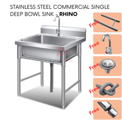 Rhino Stainless Steel Commercial Single Deep Bowl Sink Set With Stand