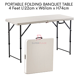 Cream 2x4 Feet Foldable Banquet Table Portable Briefcase Exhibition Folding Picnic Market Table