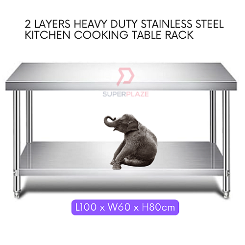 L100xW60xH80cm 2 Tiers Stainless Steel Kitchen Table Storage Heavy Duty ...