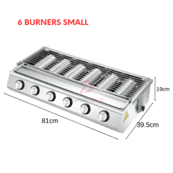 Small 6 Burners Stainless Steel Commercial Gas BBQ Grill Stove Infrared Burner Cooker
