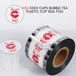 Kiss Design 3000 Cups Bubble Tea Cup Seal Film Plastic Cup Sealing Roll Manual Semi Automatic