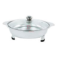 5 Sets 31cm Full Glass Lids Stainless Steel Buffet Set Catering Serving Tray Food Pan
