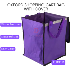 Purple With Cover Oxford Shopping Cart Bag Market Cart Multipurpose Carrying Canvas Bag