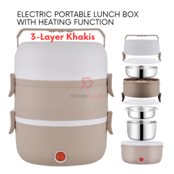 3 Layers Khakis Electric Portable Lunch Box Mini Cooker Steamer Multifunctional Cooker