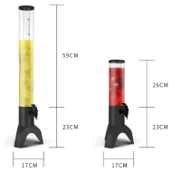 Black 1.5L With Ice Tube Plus LED Light Polycarbonate Juice Tower Beer Cocktail Cold Drink ABS Beverage Dispenser