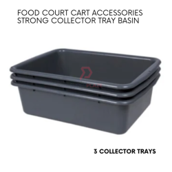 3 Collector Trays Basin Food Court Cart Accessories Dustbin Storage Case