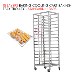 Standard U Bars 15 Layers Baking Cooling Cart Tray Grill Baker Cart Baking Tray Trolley