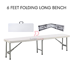 6 Feet Foldable Long Bench Folding Chair Portable Picnic Waiting Area Dining Bench