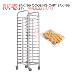 Premium L Bars 15 Layers Baking Cooling Cart Tray Grill Baker Cart Baking Tray Trolley