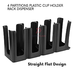 Straight Flat 4 Partitions Plastic Cup Holder Rack Counter Coffee Dispenser Bubble Tea Milk Tea