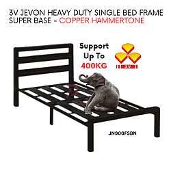 Copper Hammertone 3V Jevon Heavy Duty Single Bed Frame Super Base Powder Coating Steel