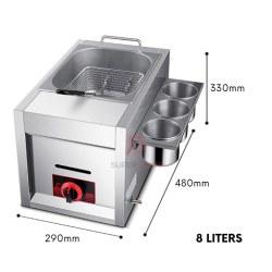 8 Liters Stove Plus Regulator LPG Commercial Gas Deep Fryer Western Fast Food Fryer Tempura Stove Cooker