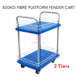 2 Tiers 300kg Heavy Duty Fibre Platform Cart Multipurpose Trolley Restaurant Garage Hotel Cart
