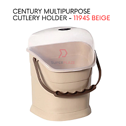 Beige 1194S Century Multipurpose Cutlery Holder Covered Utensil Box Fork Spoon Case