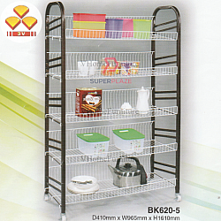 Copper White 3V 5 Tiers Detachable Powder Coated Bakery Rack Multipurpose Clothes Dishes Rack