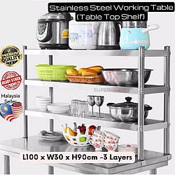 L100xW30xH90cm 3 Layers Heavy Duty Kitchen Overshelf Working Table Storage Extension Additional Rack