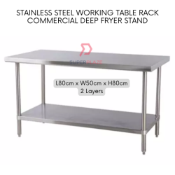 L80cmxW50cmxH80cm 2 Layers Heavy Duty Kitchen Working Table Deep Fryer Cooking Stand Rack