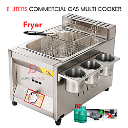 8 Liters Single Stove Gas Multifunctional Cooker Gas Ventilation Deep Fryer Cooker