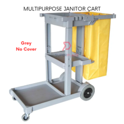 Grey No Cover Commercial Janitor Cart Heavy Duty Cleaner Trolley Multifunctional Housekeeping Cart