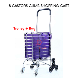806BF 8 Castors plus Bag Fixed Climb Shopping Cart Multipurpose Foldable Market Trolley