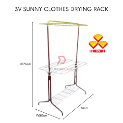 3V Sunny Clothes Drying Rack Towel Super Hanger Indoor Outdoor 9 Bars Rack Hanger