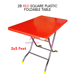 2B Red 2x3 Feet Plastic Foldable Table Portable Dining Table Study Table Kitchen Table Outdoor