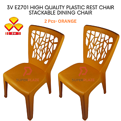Orange Color 2 Pcs 3V EZ High Quality Stackable Dining Plastic Chair Rest Chair Heavy Duty