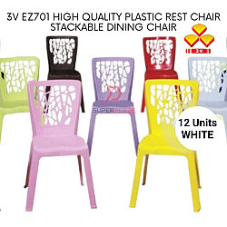 White Color 12 Pcs 3V EZ High Quality Stackable Dining Plastic Chair Rest Chair Heavy Duty