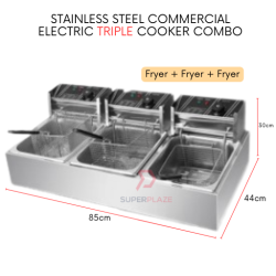 Fryer 3 x 8L Triple Electric Deep Fryer Oden Kanto Noodle Cooker Machine Multifunctional Combo