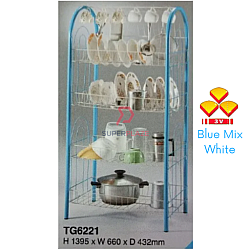 Blue Mix White 3V Tango Multipurpose Dish Kitchen Storage Bakery Rack