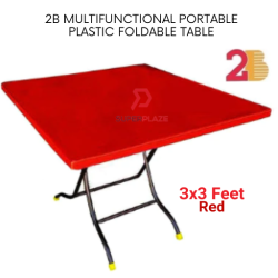 Red 2B 3x3 Feet Multifunctional Portable Plastic Foldable Table Meja Lipat Plastik Serbaguna