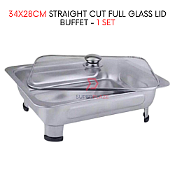 1 Set 34x28cm Glass Lid Stainless Steel Buffet Set Catering Serving Tray Food Pan Warmer
