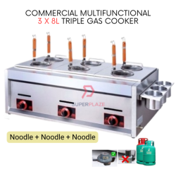 Noodle 3 x 8L Triple Gas Commercial Multifunctional Ventilation Deep Oden Cooker