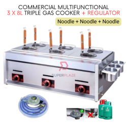 Noodle 3 x 8L With Regulator Triple Gas Commercial Multifunctional Ventilation Deep Oden Cooker
