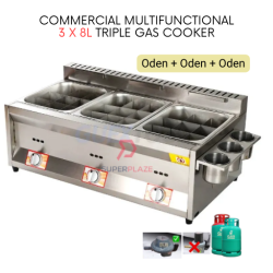 Oden 3 x 8L Triple Gas Commercial Multifunctional Ventilation Deep Oden Cooker