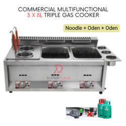 Noodle Oden 3 x 8L Triple Gas Commercial Multifunctional Ventilation Deep Oden Cooker