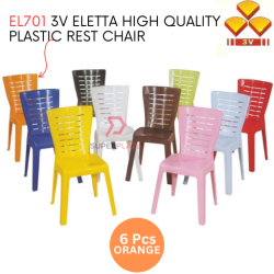 Orange Color 6 Pcs 3V Eletta High Quality Plastic Rest Chair Stackable Dining Chair