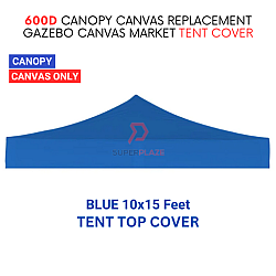 Blue 10x15 Feet 600D Colorful Canopy Canvas Replacement Gazebo Canvas Market Tent Cover Only