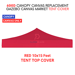 Red 10x15 Feet 600D Colorful Canopy Canvas Replacement Gazebo Canvas Market Tent Cover Only