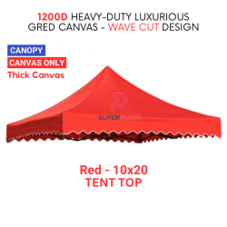 Red Color 10x20 Feet Roof 100cm 1200D Thick Luxurious Gred Canvas Canopy Tent Top Only Canvas Replacement
