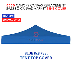 Blue 8x8 Feet 600D Colorful Canopy Canvas Replacement Gazebo Canvas Market Tent Cover Only