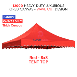 Red Color 8x8 Feet Roof 80cm 1200D Thick Luxurious Gred Canvas Canopy Tent Top Only Canvas Replacement